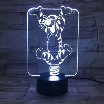 Karikatúra Roztomilý Tiger 3D LED Nočné Svetlo Akryl 7 Farieb Zmena USB 3D stolná Lampa Touch Ovládania Dieťa Spí Lampa Drop Shipping