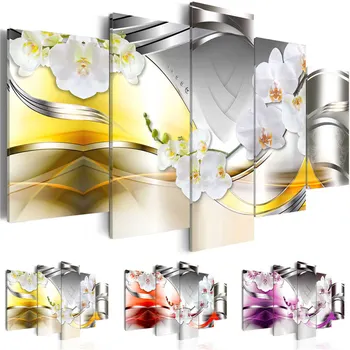 Moderné, Maliarske Plátna 5 Panely Orchidey Koláž Série Nástennú Maľbu Tlač Fotografií Umelecké Diela Obývacia Izba Domova