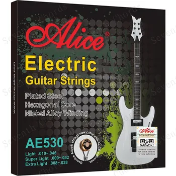 3 Nastavte Alice AE530 Štýl Elektrická Gitara, Struny Zliatin Niklu Rany z Pozinkovanej Ocele String sady 1.-6. (008 & 009 & 010)