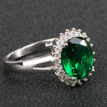 Bague Ringen 925 sterling silver krúžky pre ženy s okrúhly tvar drahé kamene smaragd zirkón ženy, jemné šperky, svadobné party darček