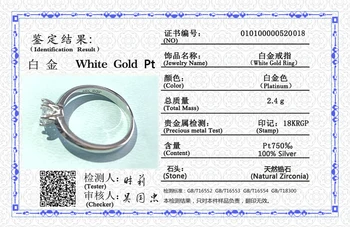 S Certifikát Originálne 925 Sterling Silver 18K Biele Zlato 1 Karát Zirconia Diamond Snubné Prstene Pre Ženy Darček