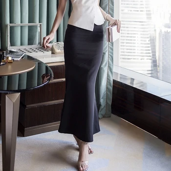 Nové Elegantné Ženy Jeseň Zimné móda high-v strede zúžený fishtail package hip one-step ceruzku sukne