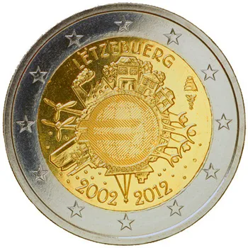 Luxembursko 2012 meny emisie 10. výročie 2 Euro pamätné mince UNC Reálne Skutočné Pôvodná Minca