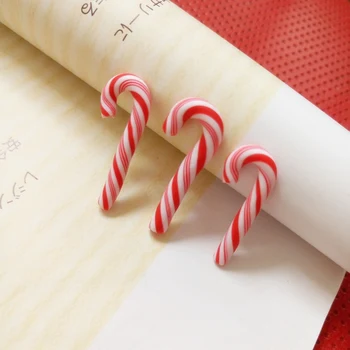 50Pcs Červené A Biele Ručne vyrábané Vianočné Candy Cane Kawaii Miniatúrne Potravín domček pre bábiky Domova