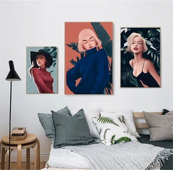 Moderné umenie plagáty, Európska a Americká herečka, portréty, tlačené olejomaľby, obývacia izba, spálňa stenu, dekorácie, maliarstvo,