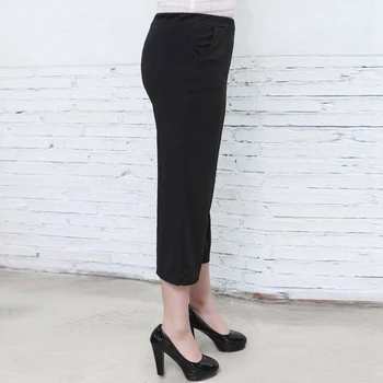 ženy lete širokú nohu teľa dĺžka nohavice bežné black voľné krátke nohavice, veľkosť XL pevné vrecku capris elastické oblečenie