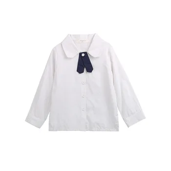 Deti umyté bavlna college vietor motýlik biele tričko jeseň štýl holka dlhým rukávom top