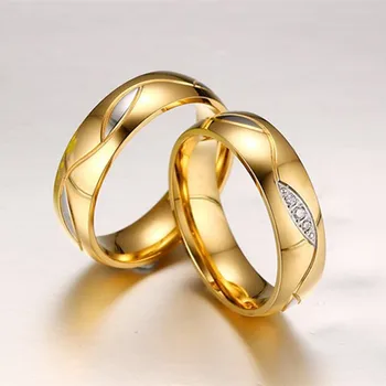 Romantické Svadobné Prstene Pre Milovníkov Čierneho Zlata Farba Titánové Ocele Pár Krúžky Pre Zapojenie Strana Šperky, Snubné Prstene