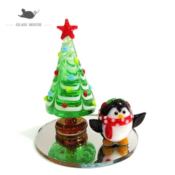 Gnome je Roztomilý Sklenená penguin Figúrka Ručné Vianočný Strom Ornament Darčeky Pre Deti na Vianoce Domov Tabuľky Top Decor Charms Príslušenstvo