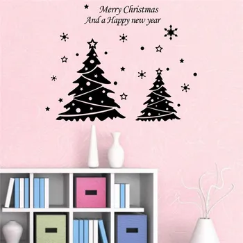Vianočný Stromček S Snowflake Samolepky na Stenu Pre obchod Office Home Dekorácie Vinylové Nálepky Vianočné Festival Sezóny nástennú maľbu Umenie