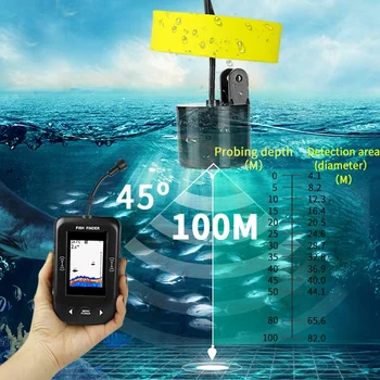 Inovovaný Xf02-C Prenosný Ryby Finder 9 M Kábel Echo Sirény Alarmu 0.6-100M Hĺbky Fishfinder Snímača Snímač Sonar Farebné Sc