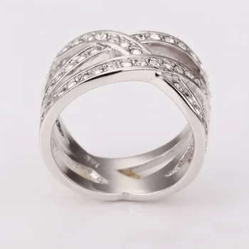 OMHXZJ Veľkoobchod Európskej Módy Žena Muž Strany Svadobný Dar Luxusné Prešiel Biely Zirkón 18KT White Gold Rose Gold Ring RR471