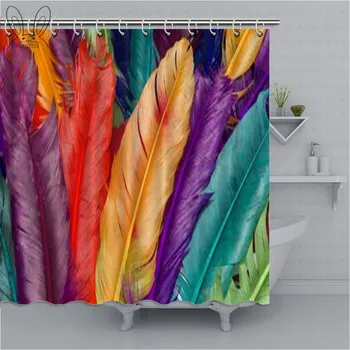 Rainbow Kúpeľňa Opony Farebné Geometrické Pierko Nepremokavé Sprchový Záves Polyester Textílie Vaňa Dekor Opony Kúpanie Kryt