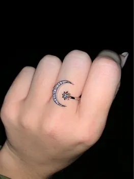 Choucong Moon Star Promise Ring, 5A Zirkón Kameň Reálne 925 Sterling Silver Zapojenie Svadobné Kapela Prstene pre ženy Strany Šperky