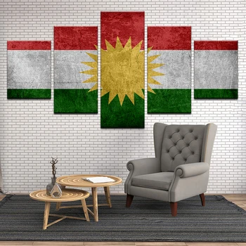 5 Modulárny Panel Vintage Kurdistan Banner Plagát Na Obývacia Izba Domova Wall Art Maľovanie Na Plátno, Olej Obraz Bez Rámu