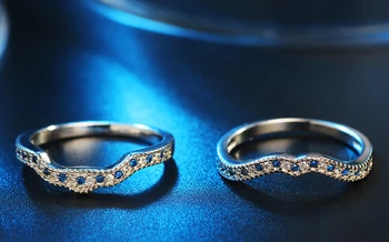 Modré Crystal Srdce Strany Krúžok S Striebornej Farbe Cubic Zirconia Svadby 3 ks Prstene pre Ženy Strany Milujú Šperky Darček anillos