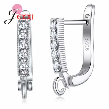 Nový Dizajn 925 Sterling Silver Ženy Hoop Náušnice Komponenty Kubický Zirkón Handmake DIY Šperky Zistenia