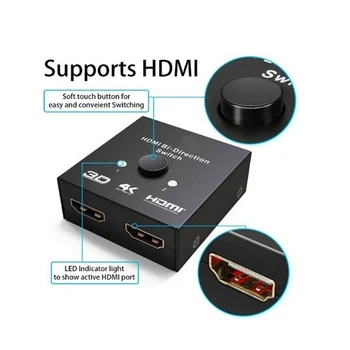 UHD HDMI Rozbočovač HDMI Prepínač Prepínač 1X2 2X1 Split 1: 2 Z Zosilňovač 1080P 4Kx2K HDMI Prepínač 2 Porty Bi-directional 4K