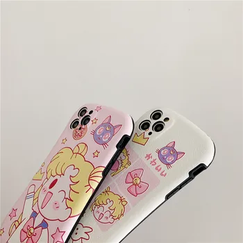Cartoon Sailor Moon Silikónové Mäkké Telefón Zadný Kryt pre iPhone 11 12 Mini Pro Max XS Max XR X 7 8 Plus SE 2020 Matný Prípade Coque