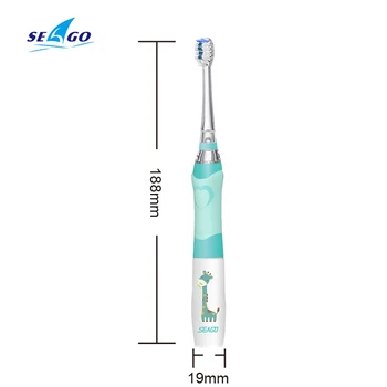 Seago Elektrická zubná Kefka pre Deti EK6 Teethbrush Farebné Led Vodotesný jemná Masáž 3-12 Rokov 1 Rukoväť +2Brush Hlavy
