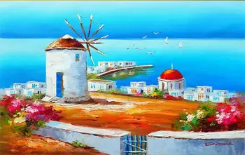 Vlastné foto Non-tkané nástenná maľba 3d tapety pre obývacia izba Grécko Egejskom mori, Architektúra, výzdoba maľby nástenné maľby, tapety