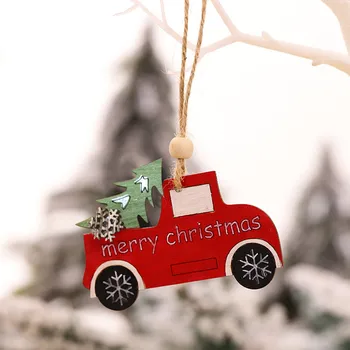 1PC Drevené Zavesenie na Vianočný Stromček Kabíne Elk Auto Ornament Xmas Party Domova Vianočné Dekorácie Vianoce a Šťastný Nový Rok