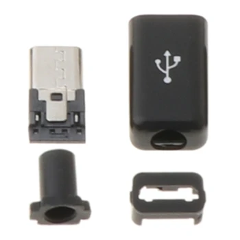 10 Sád Micro USB Zvárania Typ Mužskej 5 Pin Konektor Konektor w/Plastový Kryt 4 v 1 DIY