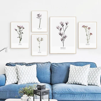 Gohipang Jednoduché Nordic Kvet Lotus Plátno Umenie Výtlačkov plagáty Steny v Obývacej Izbe Obrázky Domova Maľovanie Č Frame Home Decor