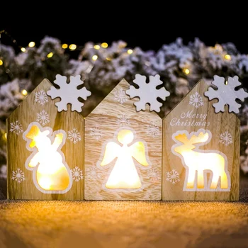 LED Svetelné Vianočné Prívesok Drevené Závesné Dekorácie S ľahkú Dosku Ornament ľahkú Dosku Domova pre Vianočný Strom Zavesenie