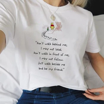Biele Tričko Harajuku Módne Nájsť Dobré Každý Deň Medvedík Pú Vytlačené Tričko Voľný čas Streetwear Žena T-shirt Top