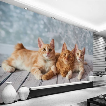 Vlastné tapetu Cute cat Gauč TV tapetu pozadia obývacia izba, spálňa hotel nástenná maľba galéria dekorácie, tapety