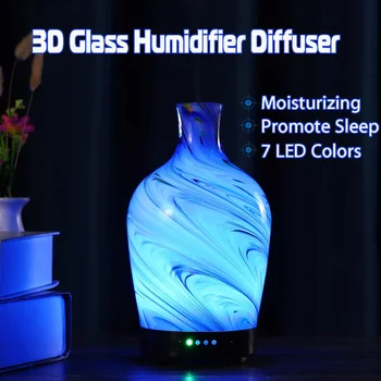 3D LED Nočné Svetlo Zvlhčovače Sklenené Vázy Tvar Ultrazvukové Esenciálny Olej Difúzor Aromaterapia pre Home Office Yoga