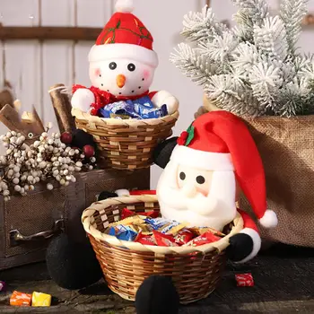 Nový Rok Vianočné Cukrovinky Úložný Kôš Bábika Ovocie Dekorácie Misky Snehuliak Santa Claus Elk Candy Vedro Tabuľka Candy Dekor
