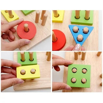 Drevené Vzdelávacie Predškolského Montessori Hračka pre Deti Baby Farby Uznanie Geometrické Rady Puzzle, Hračky Dropshipping