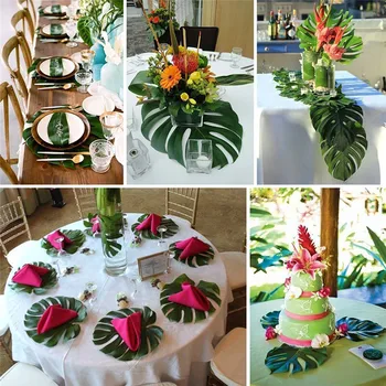 12pcs Umelá Tropická Palmové Listy na Havaji Luau Party Dekorácie Pláži Tému Svadobný Stôl Dekorácie, Doplnky