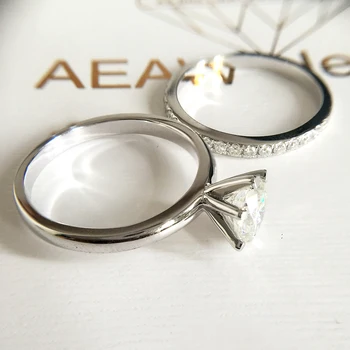 Šesť pazúry 925 Sterling Silver 2ct Simulované Diamantové prstene prst Večný Svadobné Zásnubné Prstene pre Ženy Šperky darček