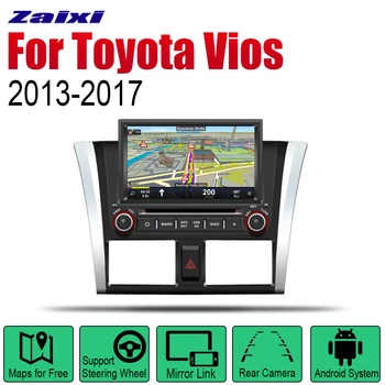 ZaiXi Android Auto DVD GPS Navi pre Toyota Vios 2013~2017 prehrávač, Navigácia, WiFi, Bluetooth Mulitmedia systém audio stereo EQ