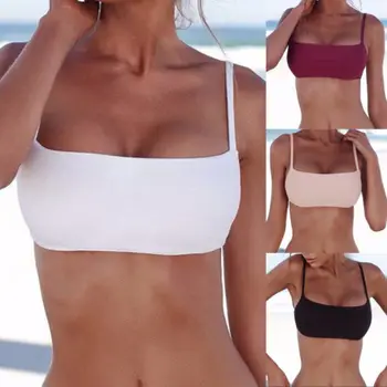 2018 Ženy Obväz, Plavky, Plavky, Plážové Oblečenie Kúpanie Push-Up Bandeau Bikini Top Tube