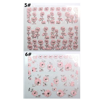 1 Listy, 3D Dizajn Krásny Ružový Kvet Nail Art Nálepky Nechty Obtlačok na Nechty Nástroje