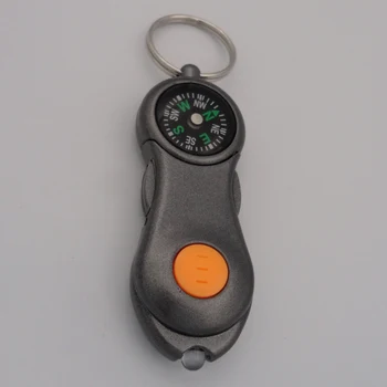 2 V 1 LED Osvetlenie Kompas Keychain Prenosné Outdoor Camping Cestovné Nástroj Prežitia Núdzové