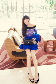 Nový Štýl 2019 Celebrity Xiaolu Li Backless Lomka Krku Šaty, Sexy Ženy, Tlačiť Úplné Čipky Volánikmi, Nočný Klub Telo con Šaty