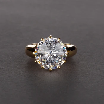 Knobspin Zlatá Farba Real 925 Sterling Silver Prstene Pre Ženy Vysokým Počtom Atómov Uhlíka Diamant Výročie Darček Jemné Šperky Veľkoobchod