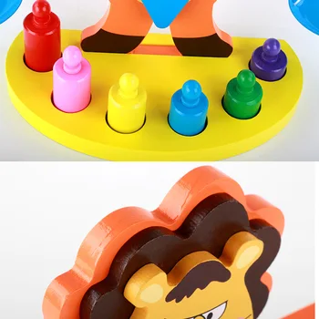 Drevené hračky pre deti Lion Vyvažovanie Rozsahu Montessori výučby drevené vyváženie Hry Deti Vzdelávacie Hračka Naučiť sa sčítanie odčítanie