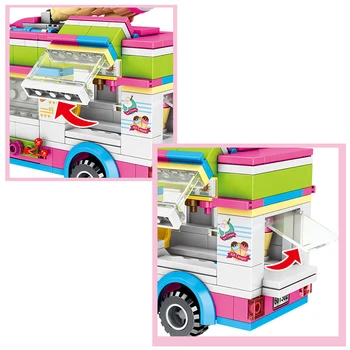 Kreatívne Mesto, Výhľad na Ulicu Ice cream Van truck Model mesta Priateľmi súpravy stavebným Zábavný Ice Cream Auto, Hračky pre Deti,
