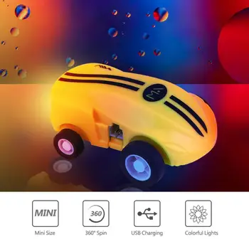 Mini Stunt Car Farebné Svetlo Vysoká Rýchlosť Otáčanie 360 Spin Auto Darček Mini Krásna Hračka Vozidla Prenosné Transparentné Gule