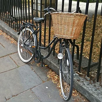Retro, Ručne vyrábané, Prútia Bicykel Predné Kôš s Koženými Remienkami