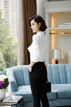 Jednotné Vzory Pantsuits S 2 Kus Topy A Nohavice A Elegantné Biele Profesionálne Nohavice, Obleky, Dámske Ženy Business Nohavice Obleky
