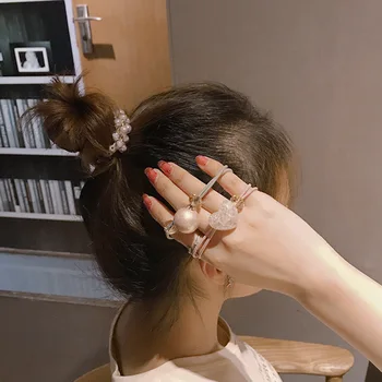 3 Ks Korean Sladké Dievča Jednoduché, Krásne Crystal Imitácia Perly gumičky do Vlasov Lano Módne dámske Copu Vlasy Príslušenstvo