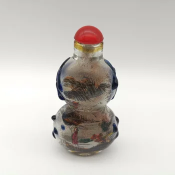 Starožitný Zber Skla Tekvica tvar Krajiny šnupavý tabak Fľaša Čínsky Handwork Fľašu