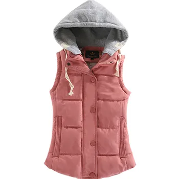 Gowyimmes jeseň ženy dole bavlna kabát s kapucňou bavlna vesta lady krátkom odseku ženská Vesta bunda zimné oblečenie outwear 107